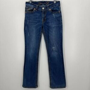Seven7 Jeans Women's Size 6 Blue Thick Stitch Vtg Y2K Dark Wash